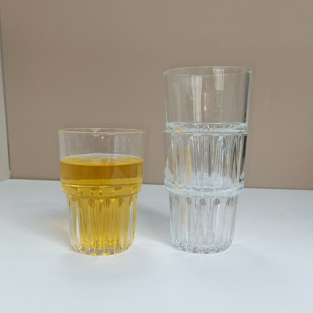 High Bright Stackable Drinking Cups 300-400ml Glass Tumblers --JS3020