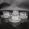 JS2134 Small Creative Tea Sets with Texture 3oz Clear Glass Coffee Cup with Saucer for Hot And Cold Drinks
