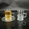 Crystal Glass Tea Cups with Saucer of 6 Coffee Mugs 100ml 3.7oz 