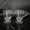Vintage-Style Footed Glass Mugs – Clear Embossed Design JS2050-1/2/3