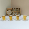 Crystal Glass Tea Cups with Saucer of 6 Coffee Mugs 100ml 3.7oz 