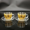 JS2134 Small Creative Tea Sets with Texture 3oz Clear Glass Coffee Cup with Saucer for Hot And Cold Drinks