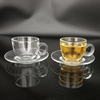 JS2134 Small Creative Tea Sets with Texture 3oz Clear Glass Coffee Cup with Saucer for Hot And Cold Drinks