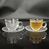 JS2134 Small Creative Tea Sets with Texture 3oz Clear Glass Coffee Cup with Saucer for Hot And Cold Drinks