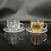 JS2134 Small Creative Tea Sets with Texture 3oz Clear Glass Coffee Cup with Saucer for Hot And Cold Drinks