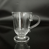 Vintage-Style Footed Glass Mugs – Clear Embossed Design JS2050-1/2/3