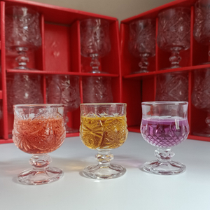 Jingshi Butterfly Sunflower Diamond Embossed Shot Glasses with Stem 40ml 